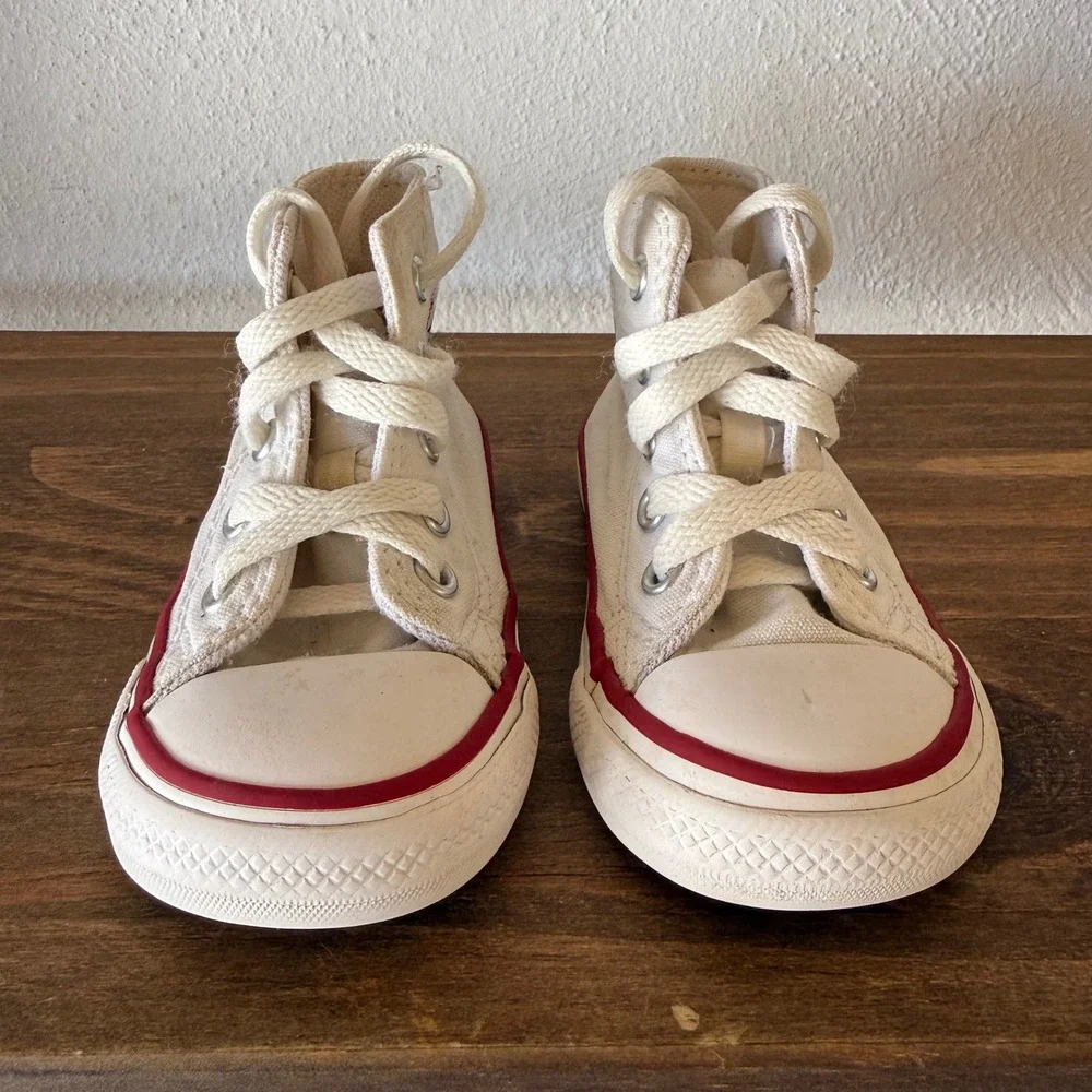 Lot of 2 Converse Chuck Taylor All Star Toddler Sneakers White Size 4 High Low